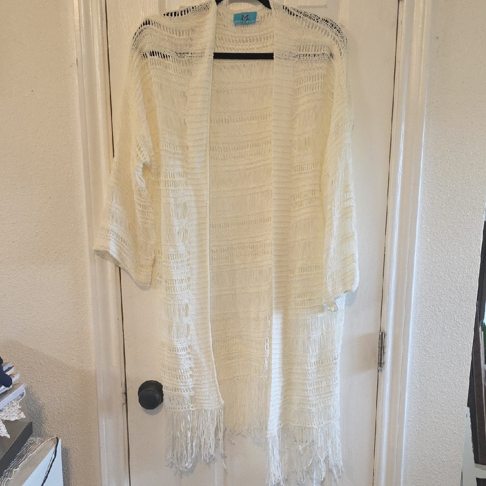 Chic Cream Open-Knit Cardigan